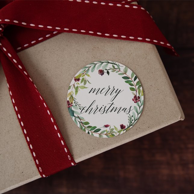 Sticker Rond Flores hivernales | Joyeux Noël (Créateur téléchargé)