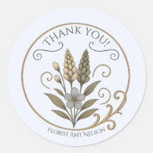 Florist vintage floral, thank you label-sticker