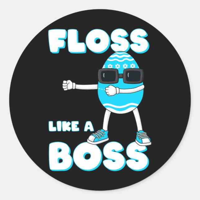 Sticker Rond Floss Comme Un Patron Oeuf De Pâques Flossant Garç (Devant)