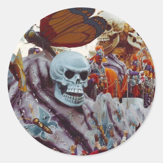 Sticker Rond Flotte de Mardi Gras (Devant)