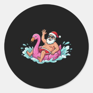 Sticker Rond Flotteur Flamant Rose Santa Été Été Noël Hommes