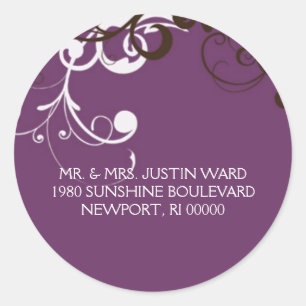 Sticker Rond flourish ; adresse pourpre