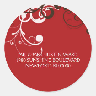Sticker Rond flourish ; adresse rouge