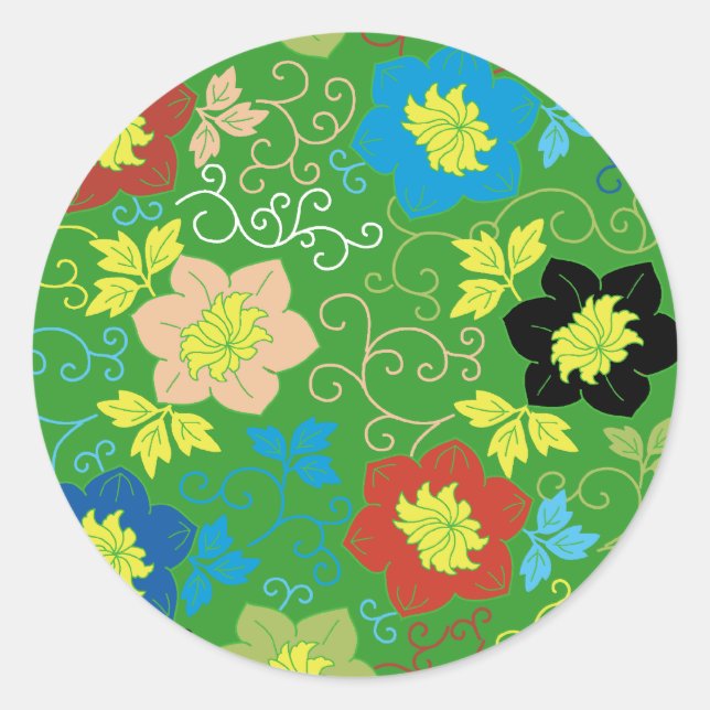 Sticker Rond flower pattern (Devant)