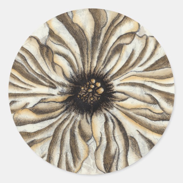 Sticker Rond Flowerhead Fresco sur Tan Arrière - plan (Devant)