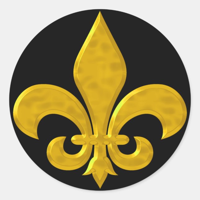 Sticker Rond Fluer De Lis Or Martelé (Devant)