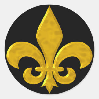 Sticker Rond Fluer De Lis Or Martelé