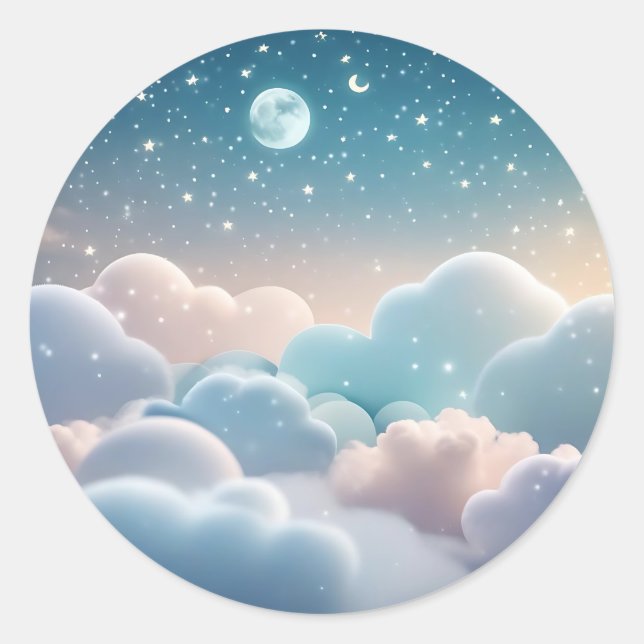 Sticker Rond Fluffy Cloud Pastel (Devant)