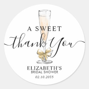 Sticker Rond Flûte à Bubbly de Brunch Merci Doux Mariage