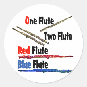Sticker Rond Flûte bleue rouge