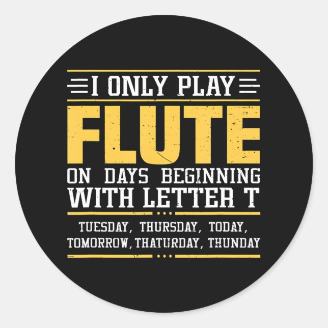 Sticker Rond Flute joueur amusant Flutist (Devant)