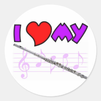 Sticker Rond Flute Love