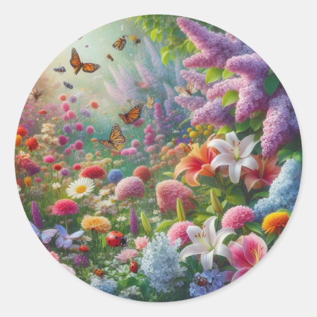 Sticker Rond Fluttant Floral (Devant)