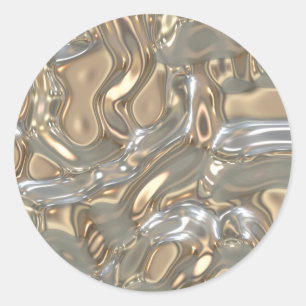 Sticker Rond Flux d'or liquide et d'argent