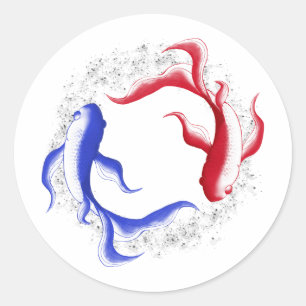 Sticker Rond Flux martial abstrait Yin Yang art martial