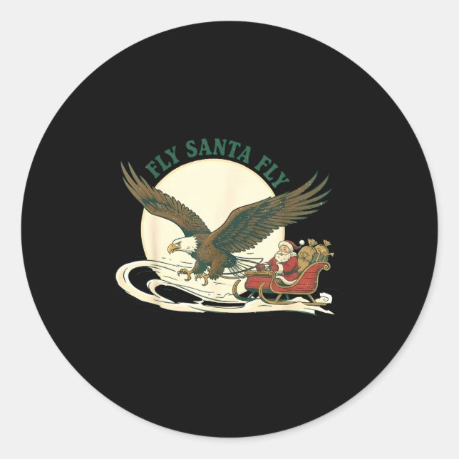 Sticker Rond Fly Santa Fly Christmas, Santa Football  (Devant)