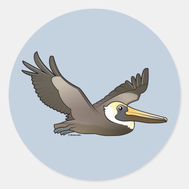 Sticker Rond Flying Brown Pélican (Devant)