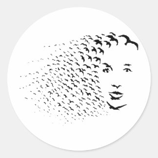 Sticker Rond Flying Crows ou Face Optique Illusion
