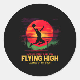 Sticker Rond Flying High Black History Basketball Légendes Tee