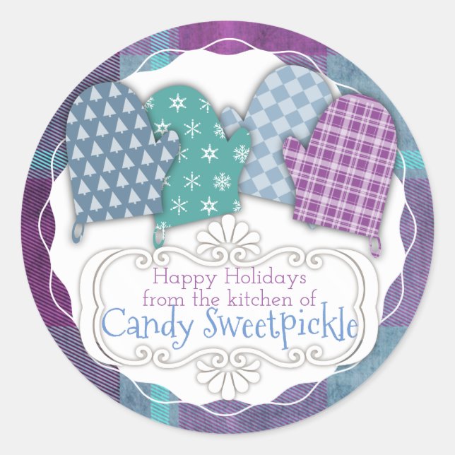 Sticker Rond Fmitts de four plat Noël de la cuisine de (Devant)