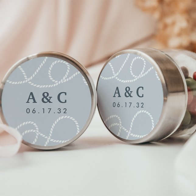 Sticker Rond Fog | Seaworthy Wedding Monogram (Créateur téléchargé)