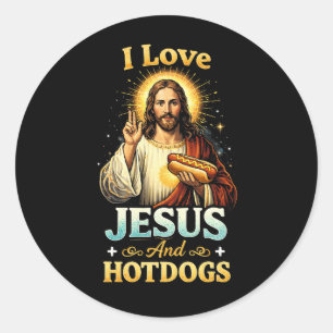 Sticker Rond Foi, Amour et Hotdogs