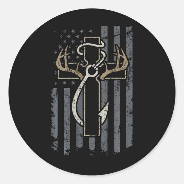 Sticker Rond Foi Chasse Pêche - Christian Hunter Pêcheur (Devant)