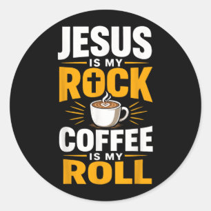 Sticker Rond Foi chrétienne Jésus Café Matin Prière