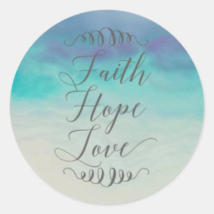 Sticker Rond Foi Espérance Amour Aquarelle