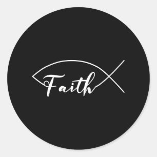 Sticker Rond Foi Jésus Ichthus Poisson Drôle Chrétien