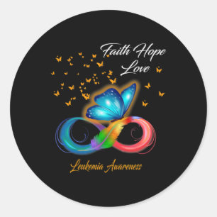 Sticker Rond Foi papillon Espoir Aimer Leucémie Sensibilisation