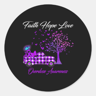 Sticker Rond Foi papillon Espoir Amour Surdose Sensibilisation