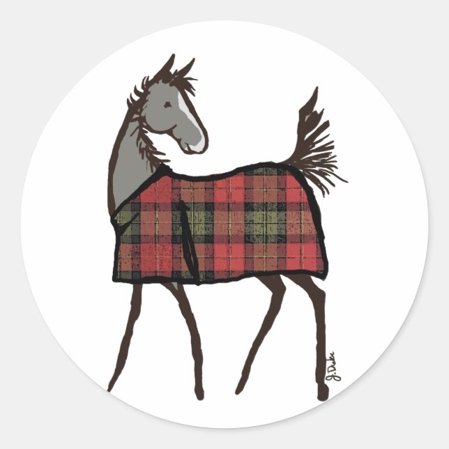 Sticker Rond Foie de Cheval de Vacances avec couverture Noël (Devant)