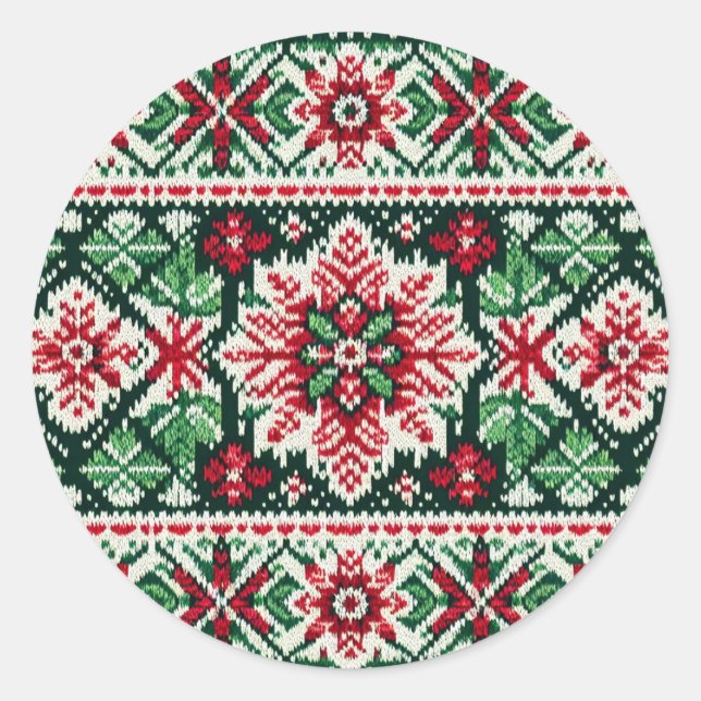Sticker Rond Foire de Noël/hiver île rouge et verte (Devant)