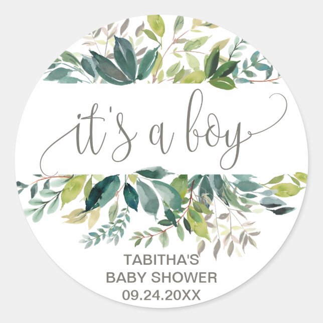 Sticker Rond Foliage C'est une faveur pour garçon (Devant)