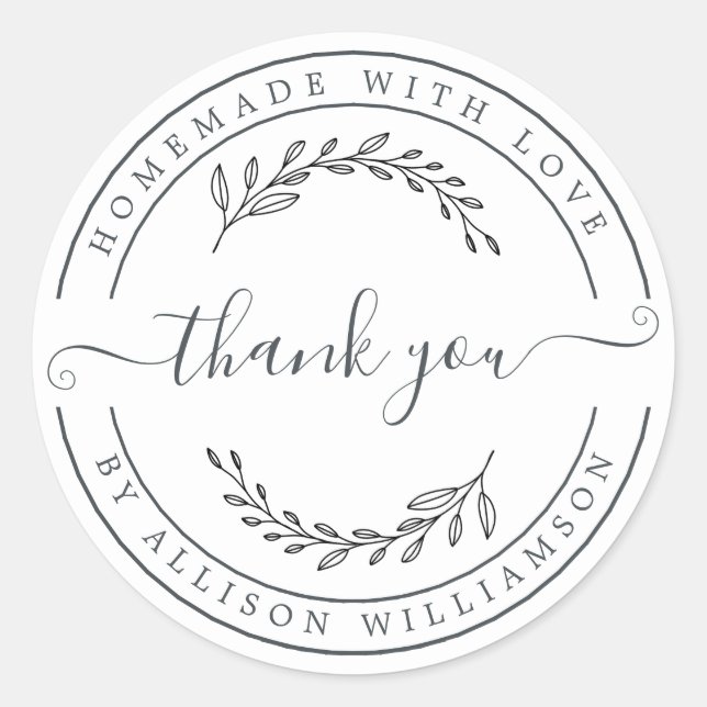 Sticker Rond Foliage de Merci fait maison (Devant)