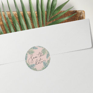 Sticker Rond Foliage tropical Enregistrer la date