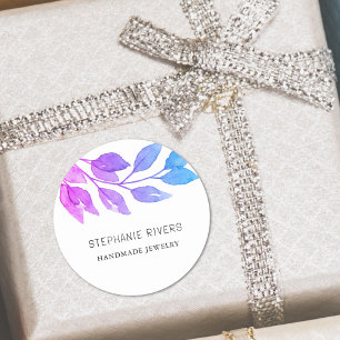 Sticker Rond Folithe d'aquarelle fabricant de bijoux pourpre