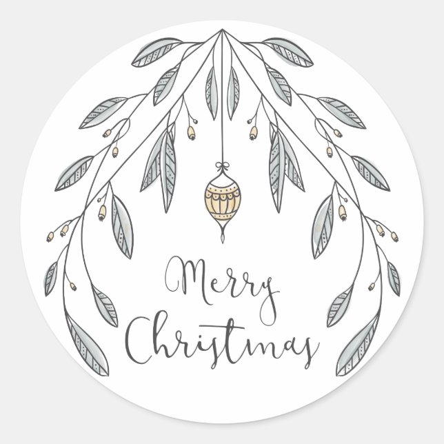 Sticker Rond Folithe de Noël et baies (Devant)