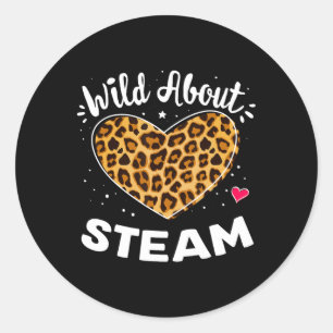 Sticker Rond Folle de la brigade Steam Leopard Stem Byck à l'éc
