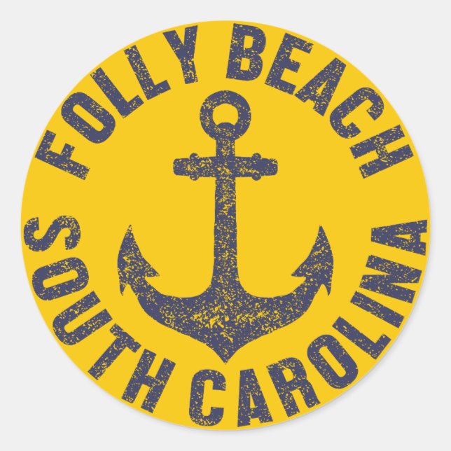 Sticker Rond Folly Beach, Caroline du Sud (Devant)