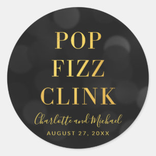 Sticker Rond Fond Bokeh Faux Or Pop Fizz Clink