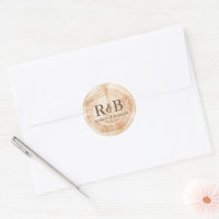 Fond de disque en bois Monogramme de mariage rusti