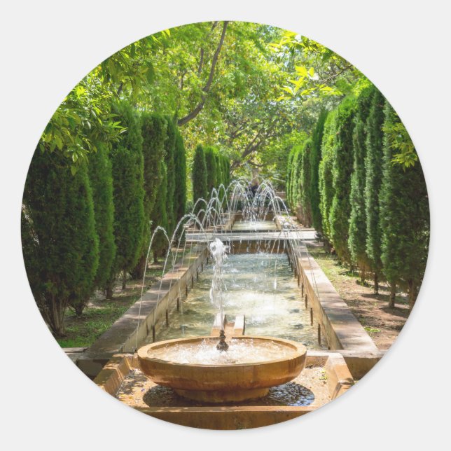 Sticker Rond Fontaine dans les jardins d'Almudaina - Palma de M (Devant)