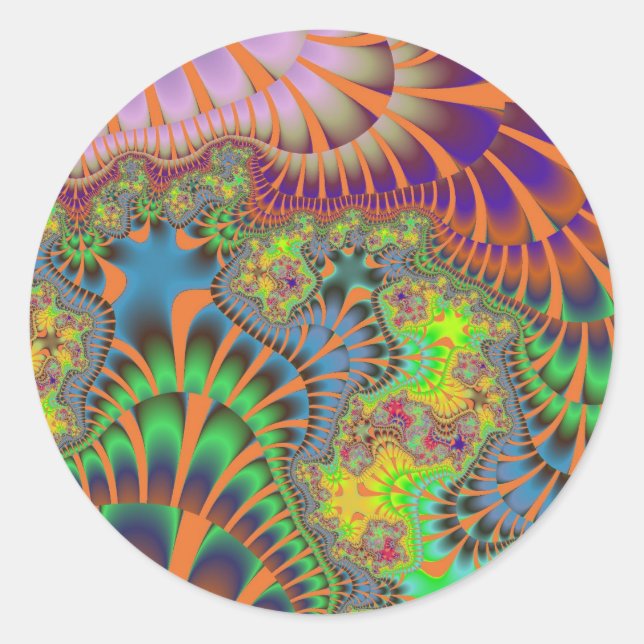 Sticker Rond Fonte arc-en-ciel orange (Devant)