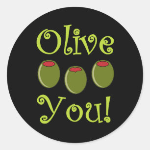 Sticker Rond Foody Olive You