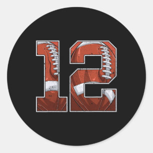 Sticker Rond Football 12e anniversaire garçon Douze 12 ans Bda