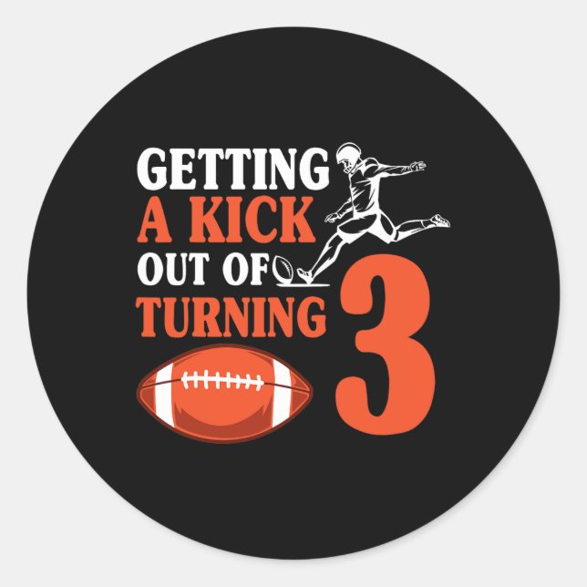 Sticker Rond Football 3e Anniversaire Fête Kick Team Joueur Spo (Devant)