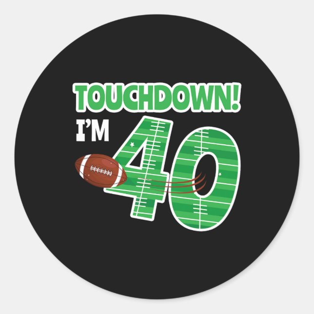 Sticker Rond Football 40e Anniversaire Joueur Jeu Lover Thé (Devant)