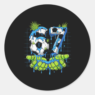 Sticker Rond Football 67 Six Seven Mème Garçons Adolescents Enf